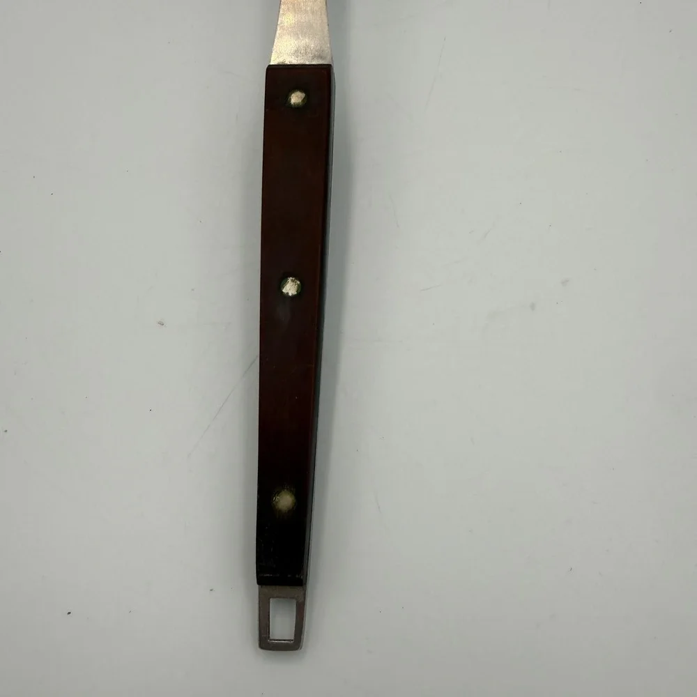 Vintage Ekco Classic Slotted Spatula Stainless USA Wood Handle Nylon Turner 12in